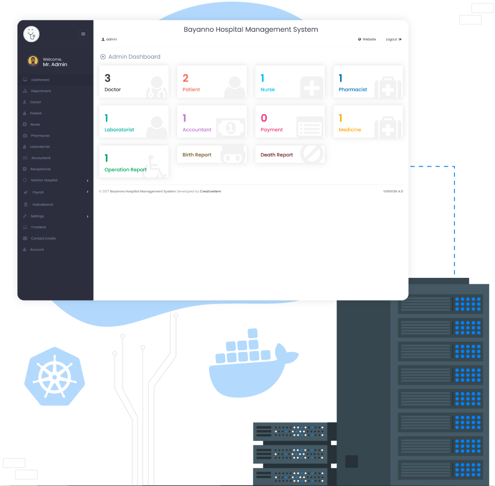 Bayanno Hospital Management System Hosting Powered by Docker & Kubernetes