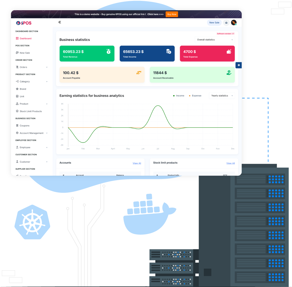 6POS Hosting Powered by Docker & Kubernetes